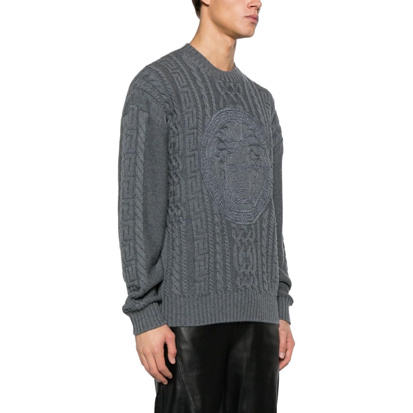 VERSACE FW23 Solid Medusa Pattern Cable Knit Sweater Men’s Beige 1013556-1A09578-1KD40 圖 9