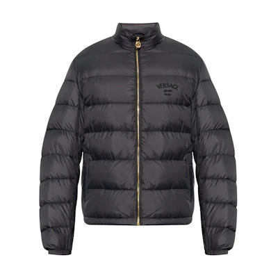 VERSACE FW24 Logo Embroidered Zip-Up Jacket Black 1013537-1A13711-1B000