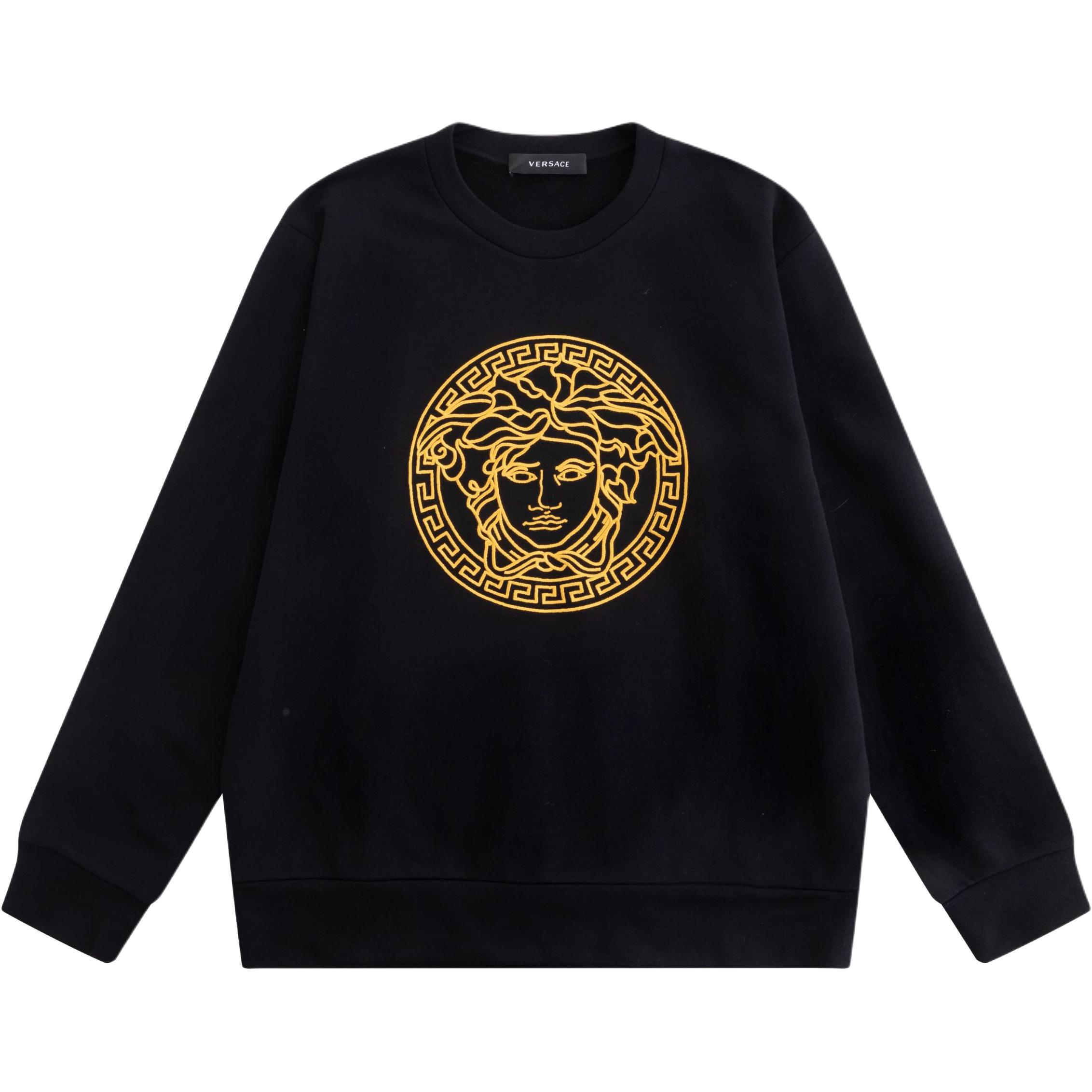 Versace FW24 Medusa Embroidery Pullover Crewneck Sweatshirt Black A89567S-A230902-A2003