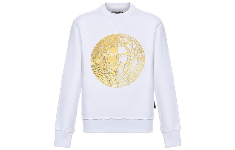 Versace Gold-Print Long-Sleeve Sweatshirt White B7GVA7GC-30325-K41