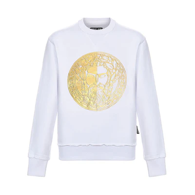Versace Gold-Print Long-Sleeve Sweatshirt White B7GVA7GC-30325-K41