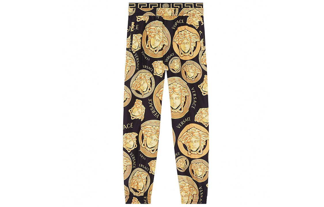 VERSACE Gold Baroque Print Logo Jogger Sweatpants A88538-1F00539-5B000