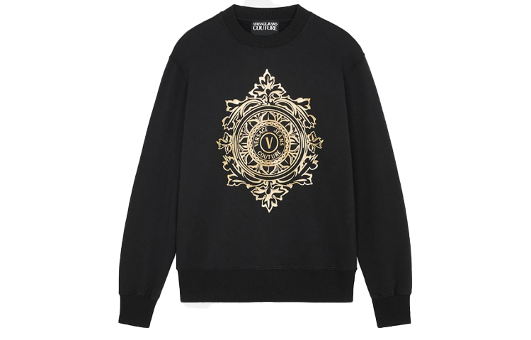 Versace Gold Foil Logo Crewneck Sweatshirt Black E71GAIF-05ECF00-FEG89
