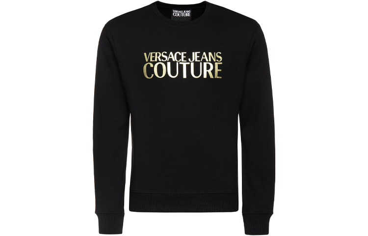 Versace Gold Logo Crewneck Pullover Sweatshirt Black B7GUB7K0-30220-Y6A