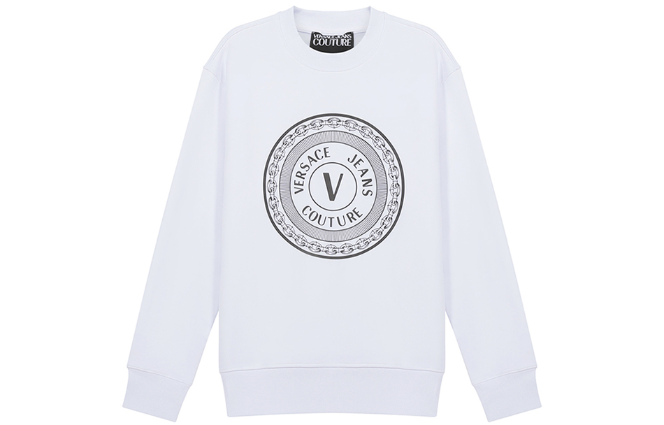 Versace Gold Logo Print Long-Sleeve Sweatshirt White B7GWA7TT-30318-003
