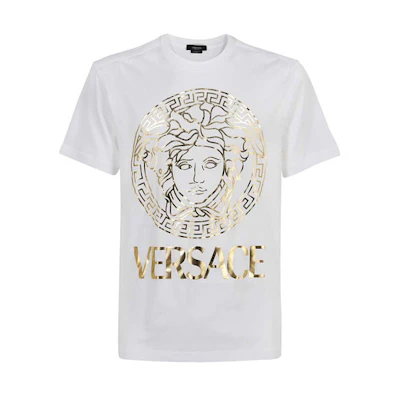 VERSACE Gold Logo T-Shirt White A89286-A228806-A1001