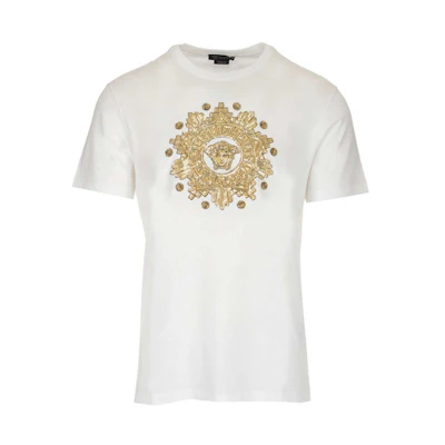 VERSACE Gold Medusa Head Short Sleeve Tee White A85171-A228806-A2088