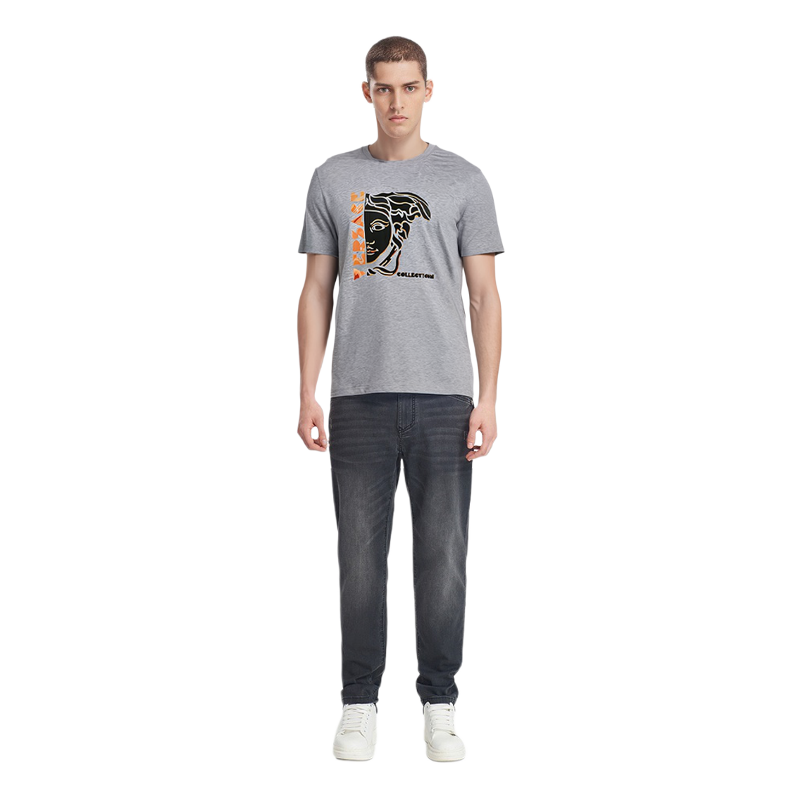 VERSACE Graphic Print Cotton Crewneck Short-Sleeve T-Shirt - Grey V80086-2DVJ-00601 圖 6
