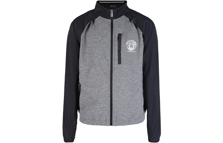 Versace Gray Long-Sleeve Stand Collar Sweatshirt Jacket AUU14013-AN00173-A811