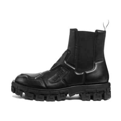 Versace Greca Portico Chelsea Boot 'Black Leather'