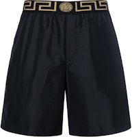 VERSACE GRECA Print Swim Shorts Black Mid-Rise ABU01023-A232415-A80G VERSACE GRECA Print Swim Shorts Black Mid-Rise ABU01023-A232415-A80G