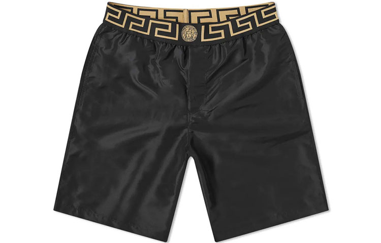 Order VERSACE GRECA Pantalones Cortos de Baño Negros de Tiro Medio ABU01023-A232415-A80G