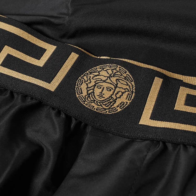 Sizing VERSACE GRECA Pantalones Cortos de Baño Negros de Tiro Medio ABU01023-A232415-A80G