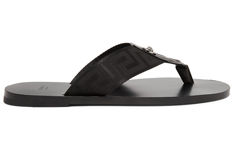 Order VERSACE范思哲 人字平底圓頭 時尚涼拖 男款 黑色