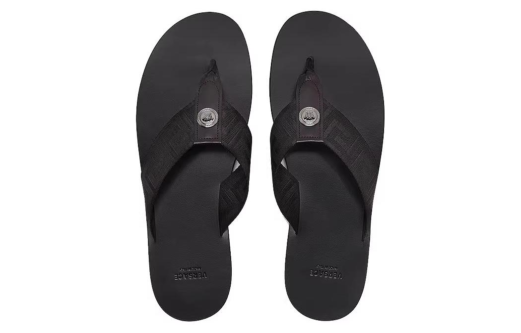 Lookbook VERSACE范思哲 人字平底圓頭 時尚涼拖 男款 黑色