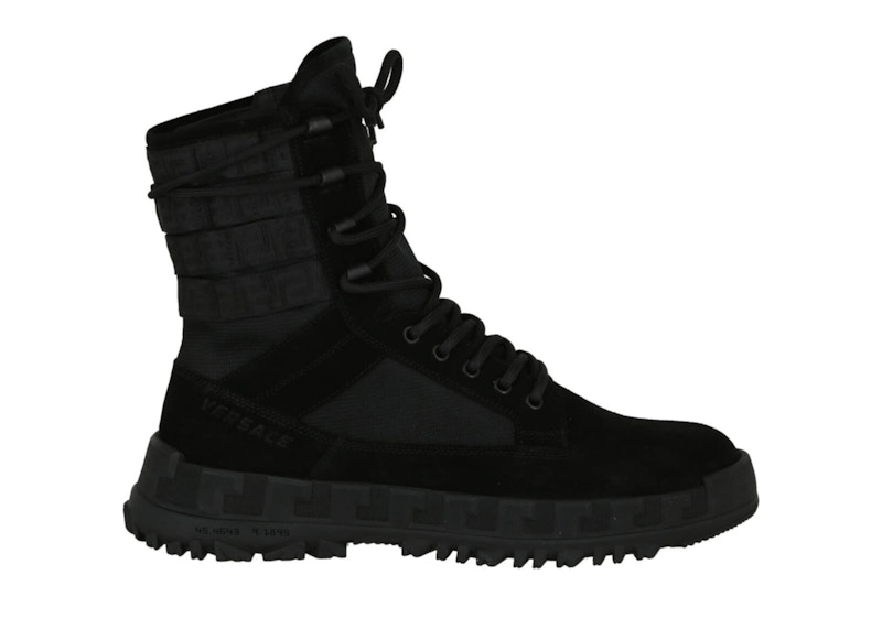 Versace Greca Suede Ankle Boots Black