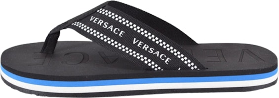 Versace Greca Thong Flip Flops 'Black Blue' DSU7337-DNS2G-DMCL Versace Greca Thong Flip Flops 'Black Blue' DSU7337-DNS2G-DMCL