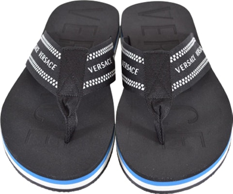 Versace Greca Thong Flip Flops 'Black Blue' DSU7337-DNS2G-DMCL Lookbook Versace Greca Thong Flip Flops 'Black Blue' DSU7337-DNS2G-DMCL