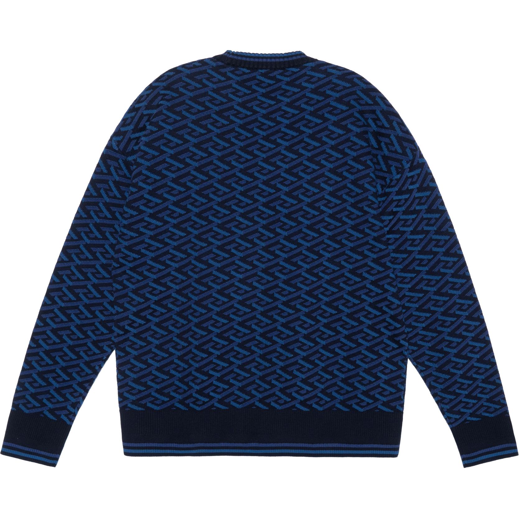 VERSACE Greek Geometric Pattern Pullover Sweater Blue 10023471A016055U-180 圖 3