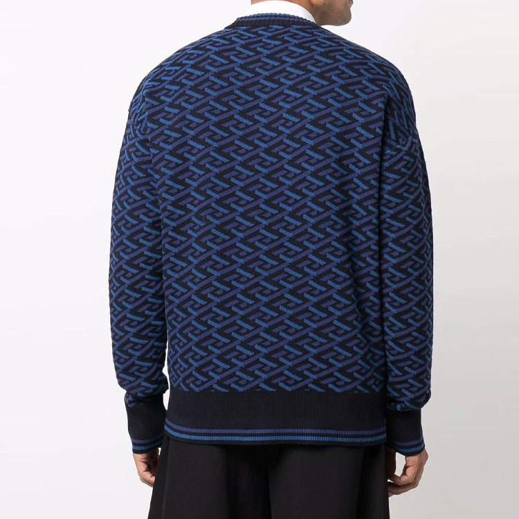 VERSACE Greek Geometric Pattern Pullover Sweater Blue 10023471A016055U-180 圖 6
