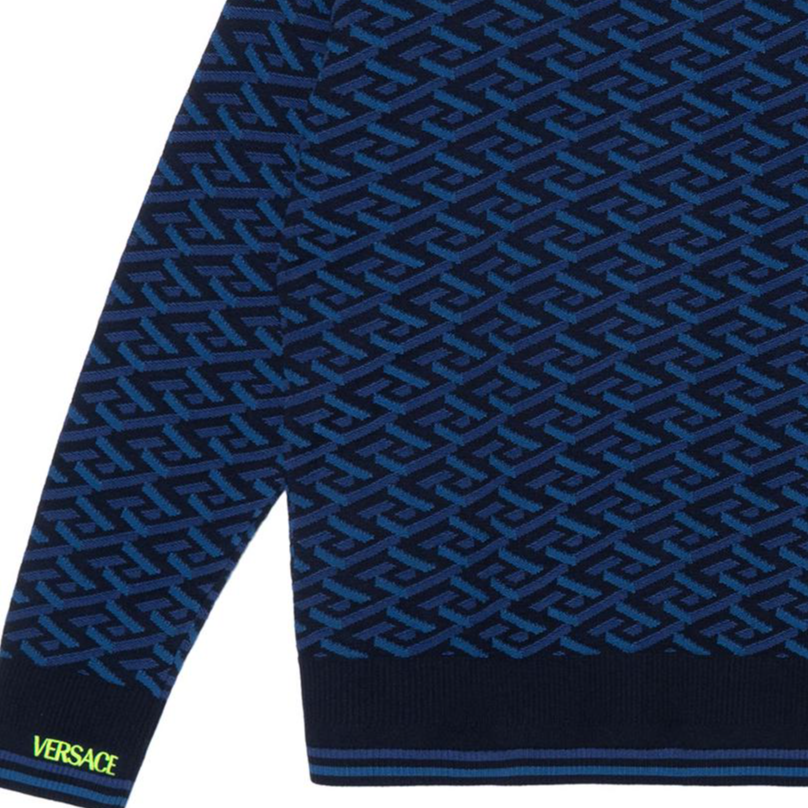 VERSACE Greek Geometric Pattern Pullover Sweater Blue 10023471A016055U-180 圖 7