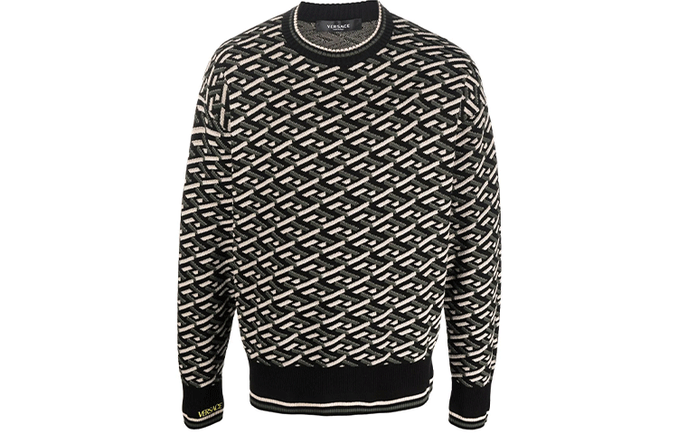 Order VERSACE Greek Geometric Pattern Pullover Sweater Green 1002347-1A01605-5B150