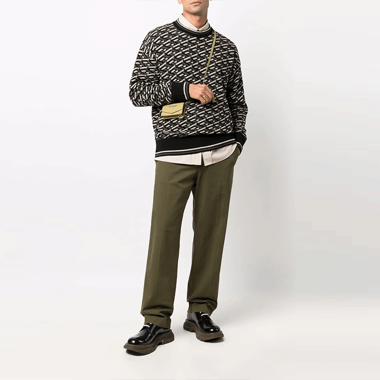 Lookbook VERSACE Greek Geometric Pattern Pullover Sweater Green 1002347-1A01605-5B150