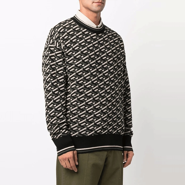 Purchase VERSACE Greek Geometric Pattern Pullover Sweater Green 1002347-1A01605-5B150