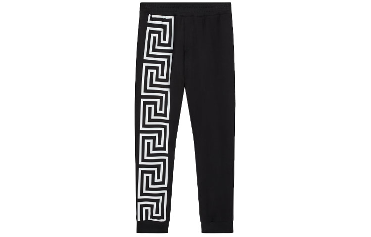 VERSACE Greek Key Jogger Sweatpants Black Elastic Waistband. 1001085-1A00720-1B000