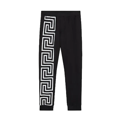 VERSACE Greek Key Jogger Sweatpants Black Elastic Waistband. 1001085-1A00720-1B000