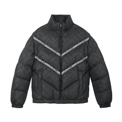 VERSACE Greek Key Print Detachable Sleeve Puffer Jacket for Men. 1002749-1A02017-1B000