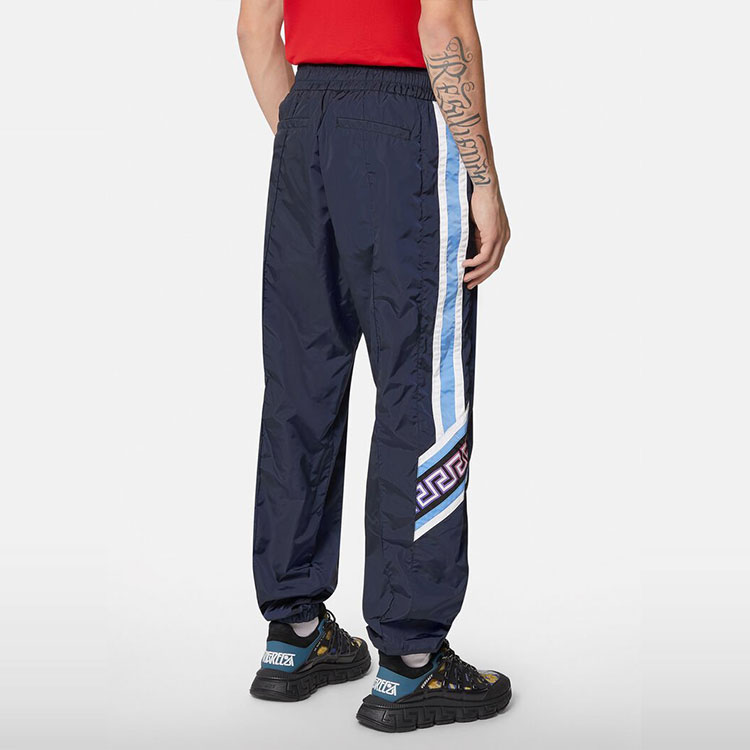 Purchase VERSACE Greek Key Print Mid-Rise Jogger Pants for Men - Navy Blue. 1001058-1A00709-6U370