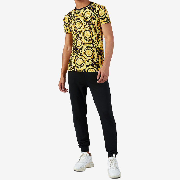 Shop 范思哲 希腊钥匙装饰黑色休闲裤 AGU15011-AV00194-A80G