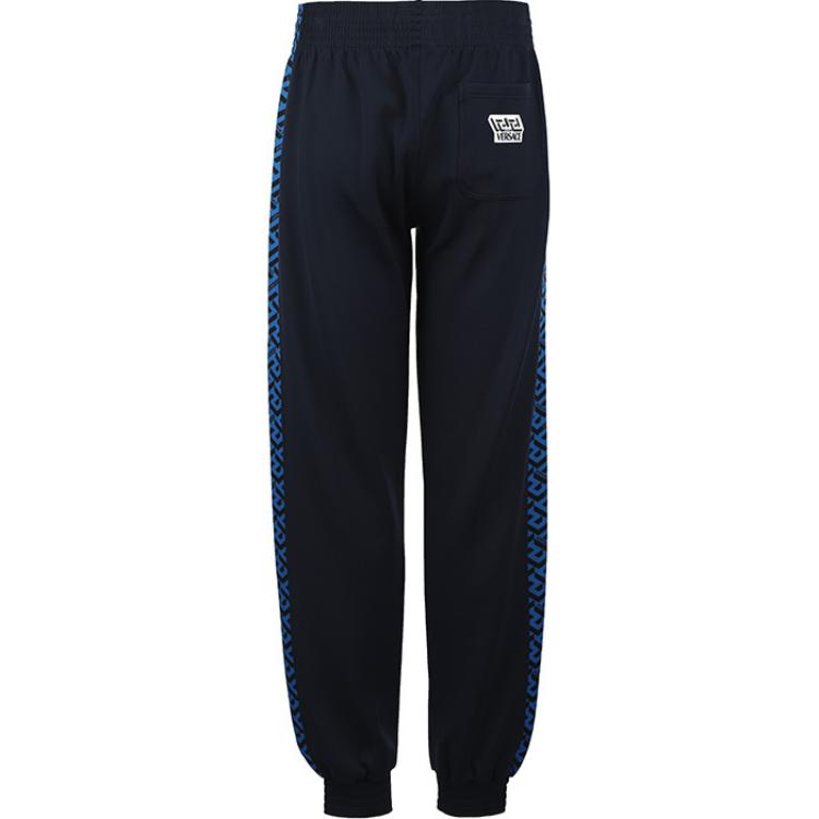 Lookbook 베르사체 그릭 프린트 밴딩 조거 니트 트랙 팬츠 딥 블루. 1002101-1A01623-5U460