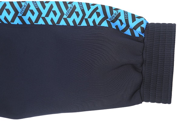 베르사체 그릭 프린트 밴딩 조거 니트 트랙 팬츠 딥 블루. 1002101-1A01623-5U460 1