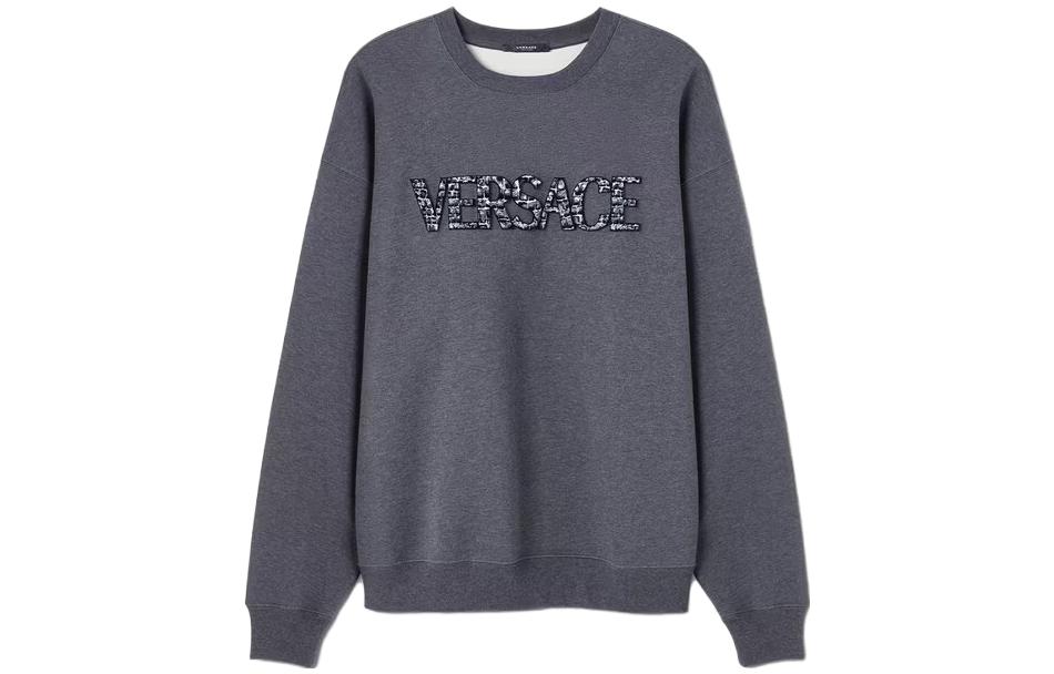 Versace Grey Crewneck Logo Print Long Sleeve Sweatshirt 1012557-1A09048-1E210