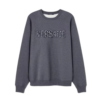 Versace Grey Crewneck Logo Print Long Sleeve Sweatshirt 1012557-1A09048-1E210