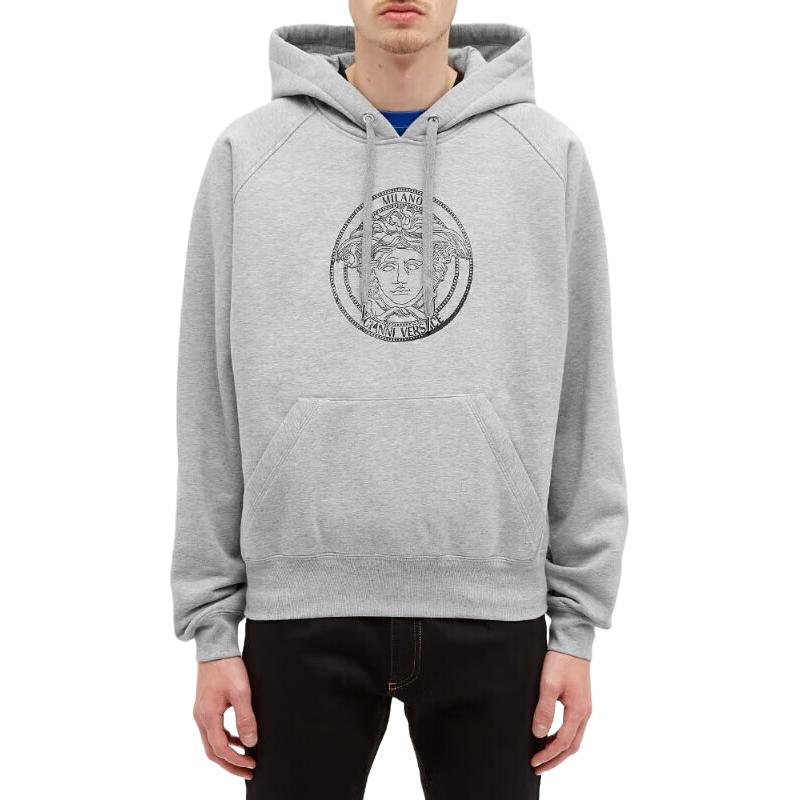 Shop ヴェルサーチ グレー メデューサ ロゴ フリース スウェットシャツ A87475-A229724-A8026