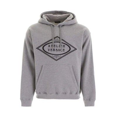 Versace Grey Oversized Hoodie with Letter Logo Design A84160A2-29724A8-09