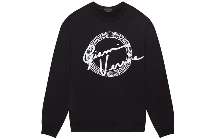 Versace GV Print Crewneck Pullover Sweatshirt Black A85315-A232781-A2024