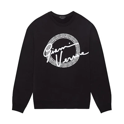 Versace GV Print Crewneck Pullover Sweatshirt Black A85315-A232781-A2024