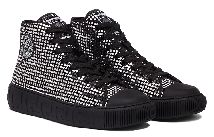 Versace High-Top Lace-Up 'Black Silver' 圖 3