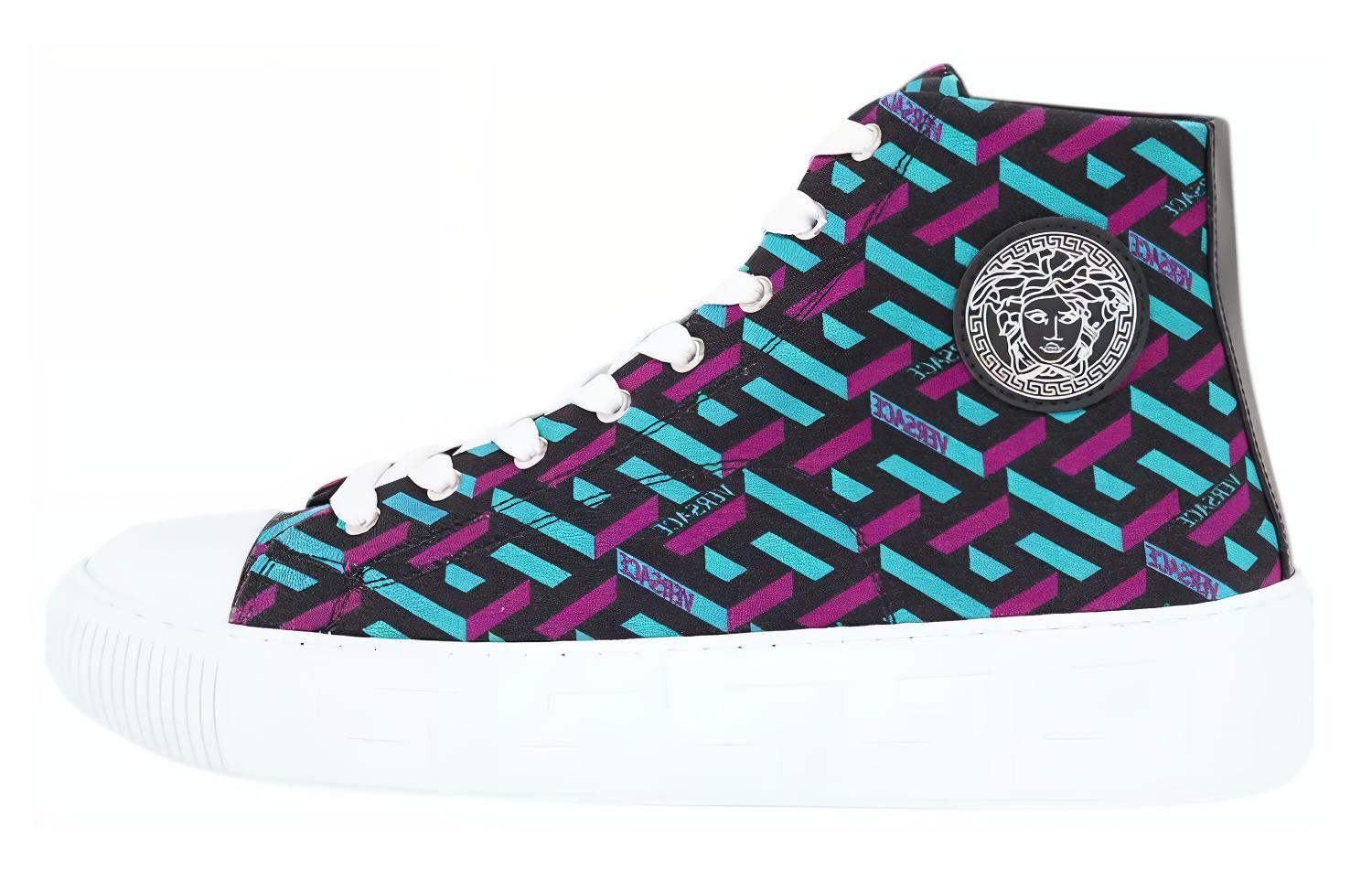 Versace High-Top Sneaker 'Blue Purple Print'