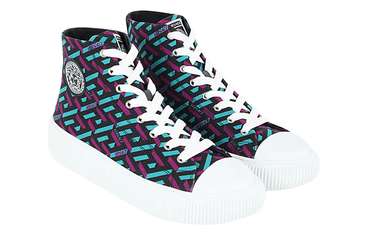 Versace High-Top Sneaker 'Blue Purple Print' 圖 4