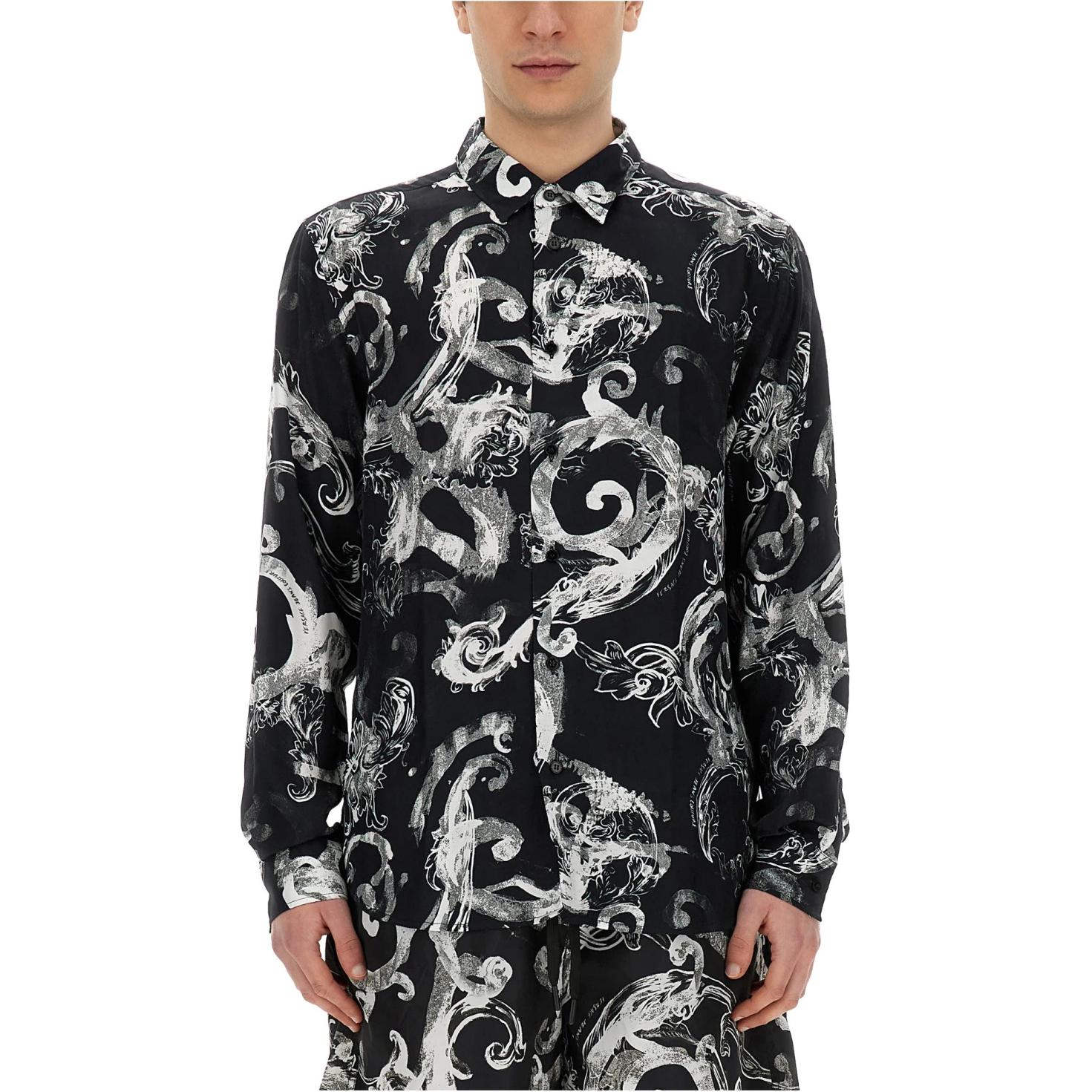 Order ヴェルサーチジーンズ オールオーバープリント 長袖シャツ ブラック 76GAL2R-0NS40-7899