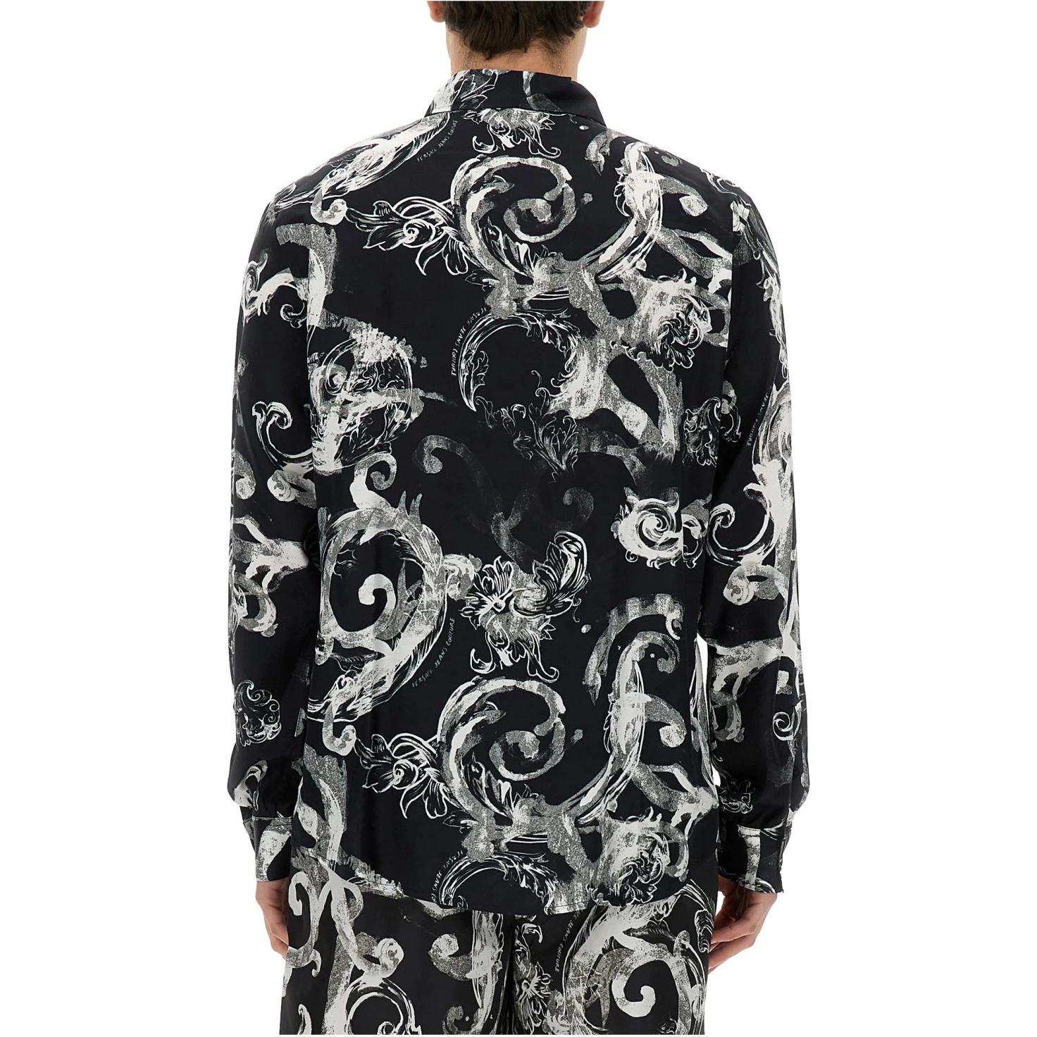 Lookbook ヴェルサーチジーンズ オールオーバープリント 長袖シャツ ブラック 76GAL2R-0NS40-7899