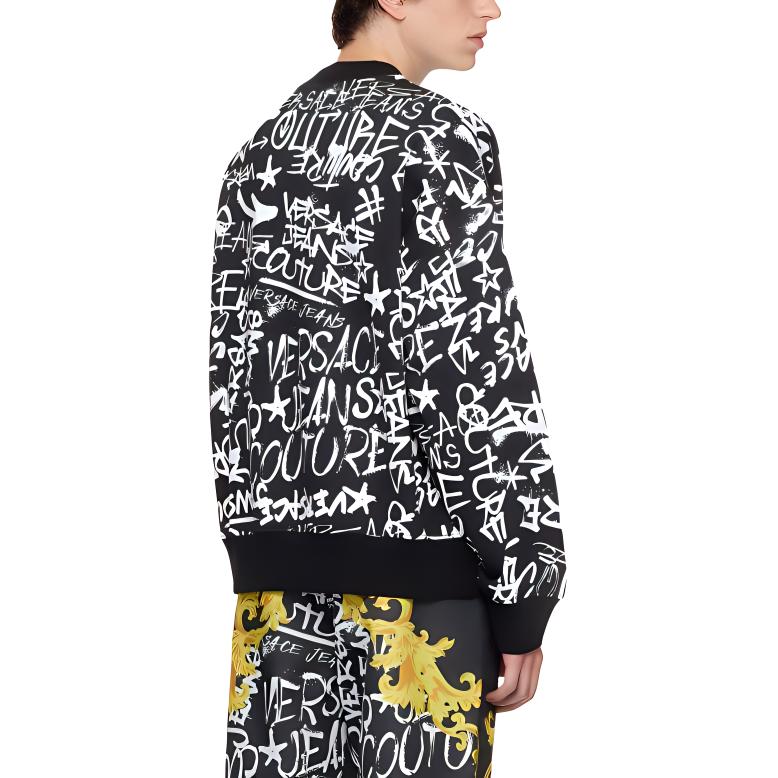 VERSACE JEANS  Black All-Over Logo Print Crewneck Sweatshirt. E75GAI3O-0EFS093-E899 圖 3