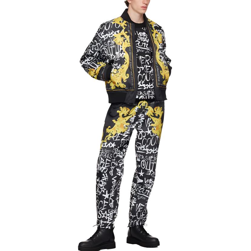 VERSACE JEANS  Black All-Over Logo Print Crewneck Sweatshirt. E75GAI3O-0EFS093-E899 圖 5