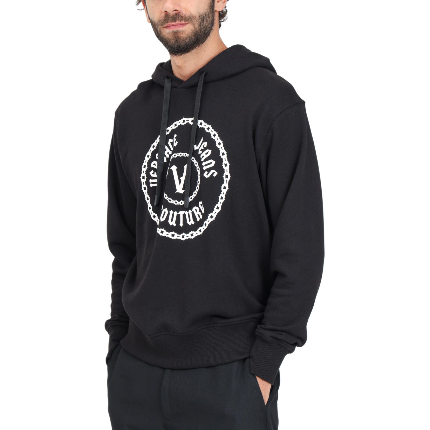 VERSACE JEANS  Black Graphic Print Slim Fit Hoodie Long Sleeve Sweatshirt 77GAIT03-CF00T-899 圖 4