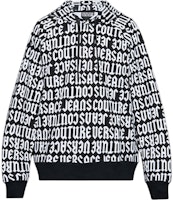 VERSACE JEANS Black Hoodie with Allover Letter Print & Logo. 77GAI331-FS157-L01 VERSACE JEANS Black Hoodie with Allover Letter Print & Logo. 77GAI331-FS157-L01